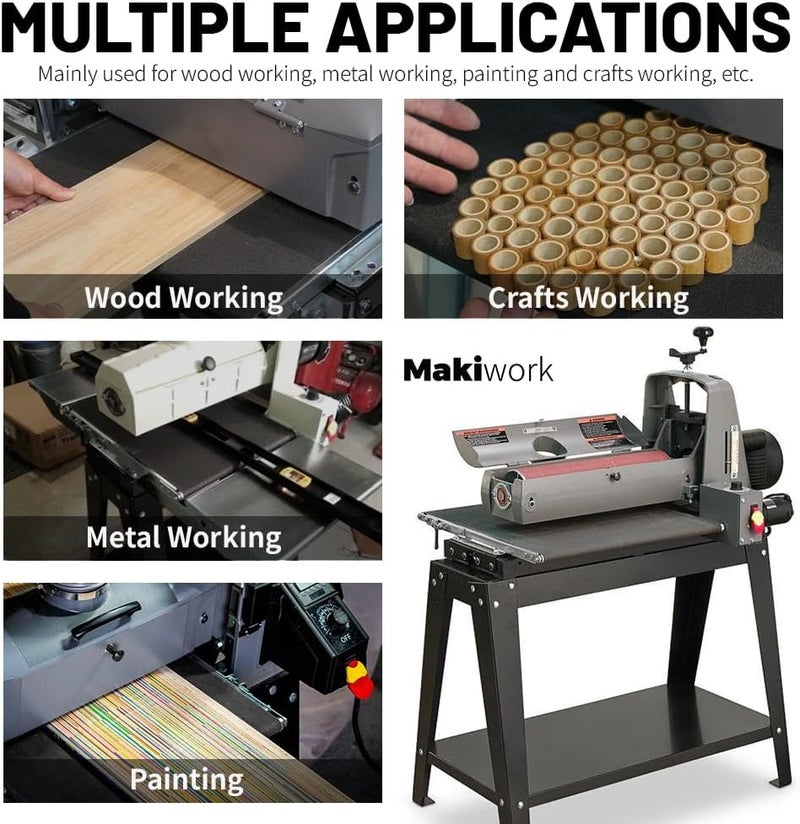 makiwork Drum Sander Feed Belt Conveyor Compatible with JET & Performax 16-32 Plus - 100 Grit Silicon Carbide Feed Belt, 16-1/4" x 43-1/2" - Image 4